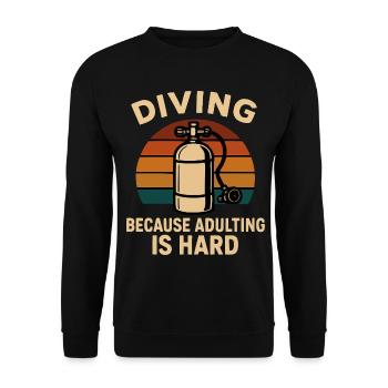 Diving Escape – When adulthood is annoying - Unisex Sweatshirt - black - Front - Alina (178cm) & Michal (187cm)