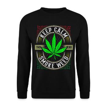 Keep calm smoke weed - Cannabis - THC - Stoner - Unisex Pullover - Schwarz - Vorne - Alina (178cm) & Michal (187cm)