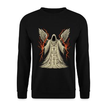 Hooded Grim with Wings and Runes - Unisex Sweatshirt - black - Front - Alina (178cm) & Michal (187cm)