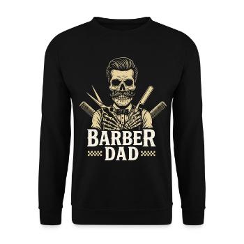 Father Barber Dad Barber Hairdresser - Unisex Sweatshirt - black - Front - Alina (178cm) & Michal (187cm)
