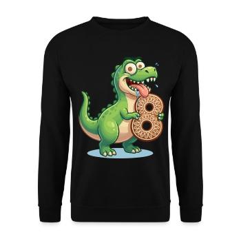 Dino 8 Geburtstag lustig süß Kinder Geschenk 8 Jah - Unisex Pullover - Schwarz - Vorne - Alina (178cm) & Michal (187cm)