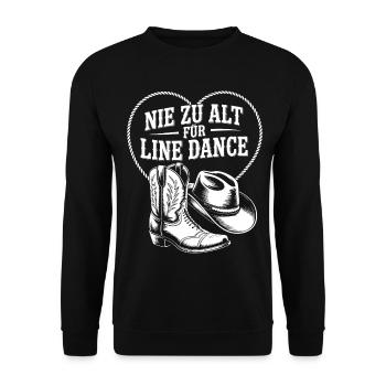 Nie zu alt für Line Dance Western Herz - Unisex Pullover - Schwarz - Vorne - Alina (178cm) & Michal (187cm)