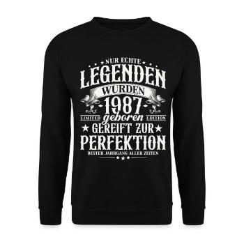 Cadeau d’anniversaire Born Legends du Vintage 1987 - Sweat-shirt Unisexe - noir - Devant - Alina (178cm) & Michal (187cm)
