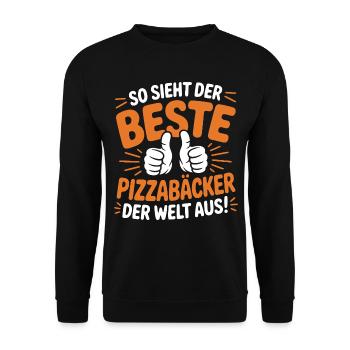 Pizzabäcker Geschenkidee - Unisex Pullover - Schwarz - Vorne - Alina (178cm) & Michal (187cm)