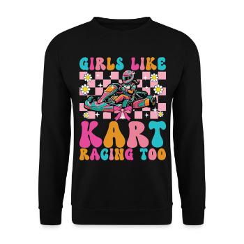 Les filles aiment aussi les courses de karting - Sweat-shirt Unisexe - noir - Devant - Alina (178cm) & Michal (187cm)