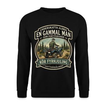 Legende auf vier Rädern – Quad Fahrer 70 Jahre - Unisex Pullover - Schwarz - Vorne - Alina (178cm) & Michal (187cm)