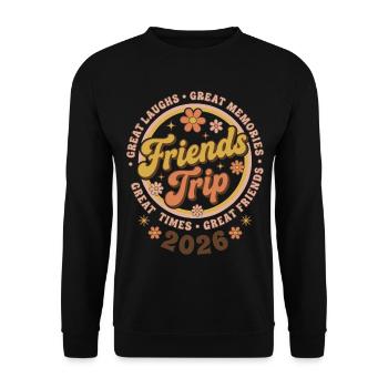 Présentation de la tenue de groupe rétro du voyage d’amis 2026 - Sweat-shirt Unisexe - noir - Devant - Alina (178cm) & Michal (187cm)