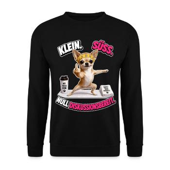 Klein süss und nicht diskutierbar - Unisex Pullover - Schwarz - Vorne - Alina (178cm) & Michal (187cm)