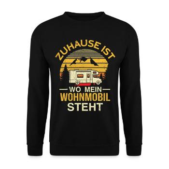 Camping Camper Zuhause Ist Wo Mein Wohnmobil Steht - Unisex Pullover - Schwarz - Vorne - Alina (178cm) & Michal (187cm)
