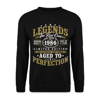 1986 Jahrgang Vintage Geburtstag Geschenk Retro - Unisex Pullover - Schwarz - Vorne - Alina (178cm) & Michal (187cm)