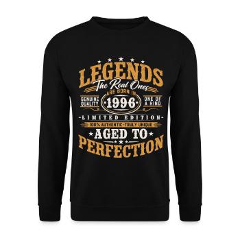 1996 Jahrgang geboren Legenden Vintage Geburtstag - Unisex Pullover - Schwarz - Vorne - Alina (178cm) & Michal (187cm)