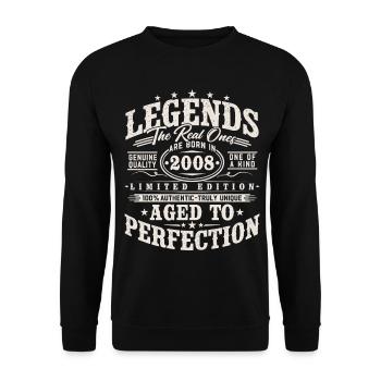 2008 Vintage Vintage Birthday Gift Retro - Unisex Sweatshirt - black - Front - Alina (178cm) & Michal (187cm)