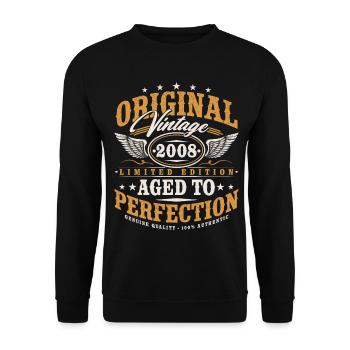 Original 2008 Jahrgang Vintage Geburtstag Geschenk - Unisex Pullover - Schwarz - Vorne - Alina (178cm) & Michal (187cm)
