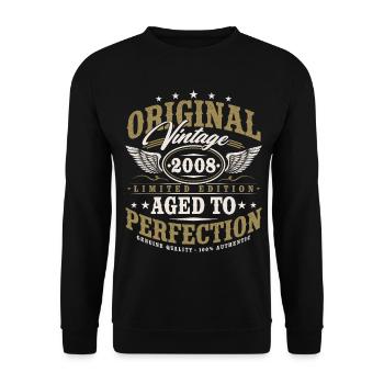 2008 Jahrgang Vintage Geburtstag Geschenk Retro - Unisex Pullover - Schwarz - Vorne - Alina (178cm) & Michal (187cm)