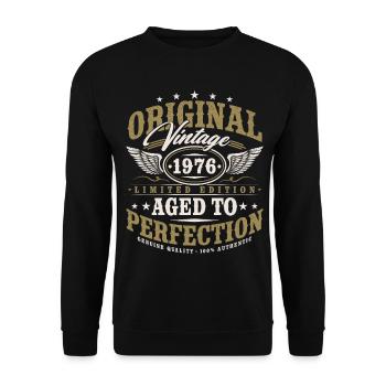 Original 1976 Jahrgang Vintage Geburtstag Geschenk - Unisex Pullover - Schwarz - Vorne - Alina (178cm) & Michal (187cm)