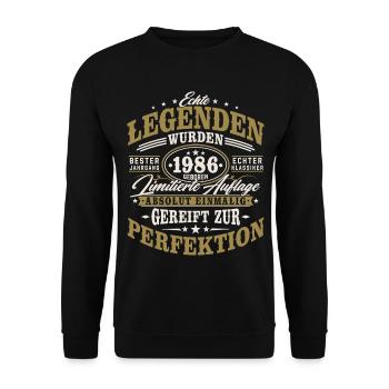 1986 Jahrgang geboren Geburtstag Vintage Geschenk  - Unisex Pullover - Schwarz - Vorne - Alina (178cm) & Michal (187cm)