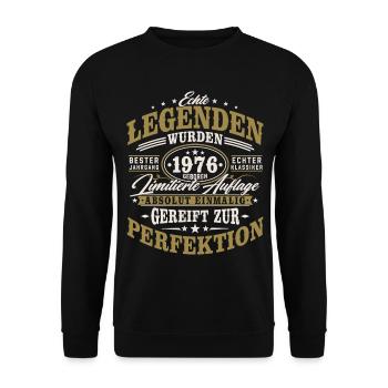 1976 Jahrgang geboren Geburtstag Vintage Geschenk - Unisex Pullover - Schwarz - Vorne - Alina (178cm) & Michal (187cm)