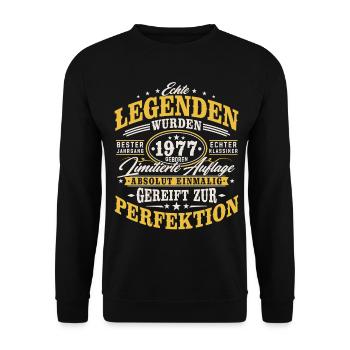 1977 Jahrgang Vintage Geburtstag Geschenk Retro - Unisex Pullover - Schwarz - Vorne - Alina (178cm) & Michal (187cm)