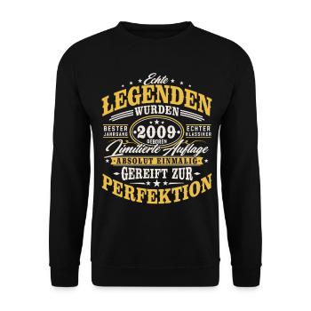 2009 Jahrgang Vintage Geburtstag Geschenk Retro - Unisex Pullover - Schwarz - Vorne - Alina (178cm) & Michal (187cm)