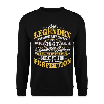 1967 Jahrgang Vintage Geburtstag Geschenk Retro - Unisex Pullover - Schwarz - Vorne - Alina (178cm) & Michal (187cm)