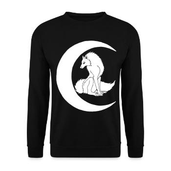 Der Rest des weißen Wolfs unter dem Mond - Unisex Pullover - Schwarz - Vorne - Alina (178cm) & Michal (187cm)