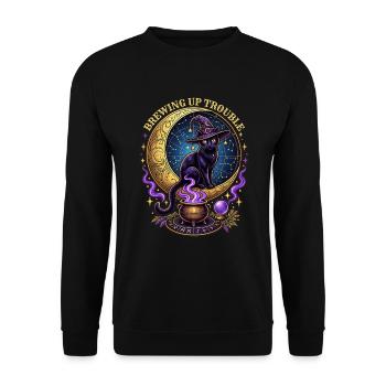 Ärger brauen Black Cat Witch Halloween - Unisex Pullover - Schwarz - Vorne - Alina (178cm) & Michal (187cm)