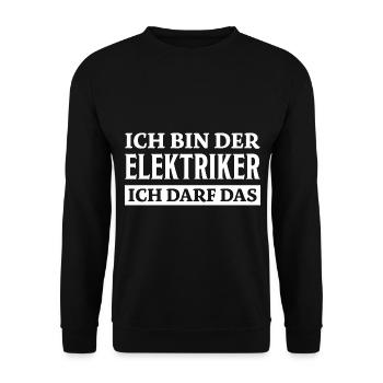Elektriker Spruch Lustiges Elektriker Geschenk - Unisex Pullover - Schwarz - Vorne - Alina (178cm) & Michal (187cm)