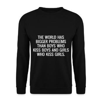 lgbt, gay pride, schwul, regenbogen, queen - Unisex Pullover - Schwarz - Vorne - Alina (178cm) & Michal (187cm)