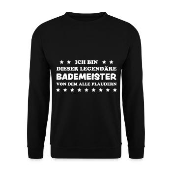 Bademeister Beruf Lustiger Spruch Freibad Geschenk - Unisex Pullover - Schwarz - Vorne - Alina (178cm) & Michal (187cm)