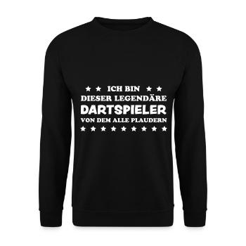 Dartspieler Witz Spruch Darts Dartpfeil Geschenk - Unisex Pullover - Schwarz - Vorne - Alina (178cm) & Michal (187cm)