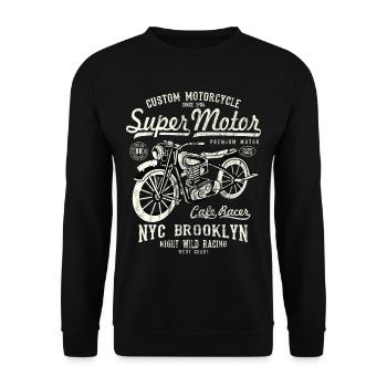 SUPER MOTEUR Moto Moto Biker cadeau - Sweat-shirt Unisexe - noir - Devant - Alina (178cm) & Michal (187cm)