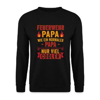 Feuerwehr papa nur viel cooler - Unisex Pullover - Schwarz - Vorne - Alina (178cm) & Michal (187cm)