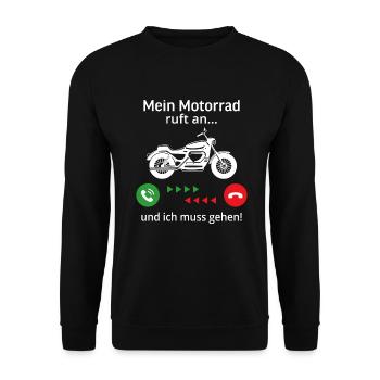 Mein Motorrad ruft mich an und ich muss gehen - Unisex Pullover - Schwarz - Vorne - Alina (178cm) & Michal (187cm)