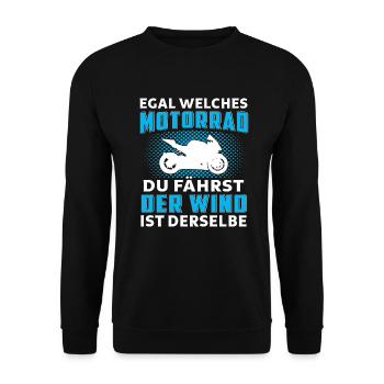 Motorrad biker der Wind ist derselbe - Unisex Pullover - Schwarz - Vorne - Alina (178cm) & Michal (187cm)