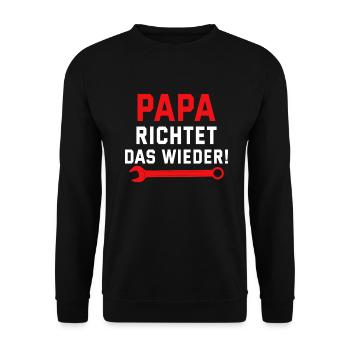 Kinder T-shirt Papa richtet das Wieder Mechaniker - Unisex Pullover - Schwarz - Vorne - Alina (178cm) & Michal (187cm)