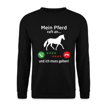 horse mein pferd ruft an... und ich muss gehen - Unisex Pullover - Schwarz - Vorne - Alina (178cm) & Michal (187cm)