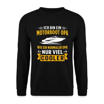 ich bin ein motorboot opa motorboot opa kapitän - Unisex Pullover - Schwarz - Vorne - Alina (178cm) & Michal (187cm)