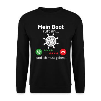 mein boot ruft an und ich muss gehen - Unisex Pullover - Schwarz - Vorne - Alina (178cm) & Michal (187cm)