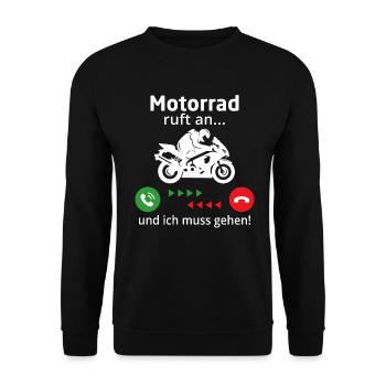 Motorrad ruft an... und ich muss gehen! - Unisex Pullover - Schwarz - Vorne - Alina (178cm) & Michal (187cm)