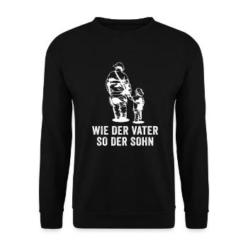 wie der vater so der sohn Papa Feuerwehrmann - Unisex Pullover - Schwarz - Vorne - Alina (178cm) & Michal (187cm)