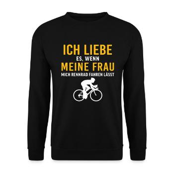 meine frau mich rennrad fahren lässt - Unisex Pullover - Schwarz - Vorne - Alina (178cm) & Michal (187cm)