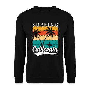 Surfing California - Beach Sommer Strand Surfen - Unisex Pullover - Schwarz - Vorne - Alina (178cm) & Michal (187cm)
