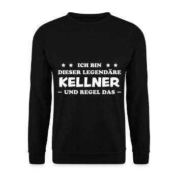 Kellner Lustige Spruch Service Restaurant Geschenk - Unisex Pullover - Schwarz - Vorne - Alina (178cm) & Michal (187cm)