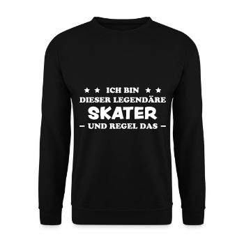 Skater Spruch Fun Skating Sprüche Skater Geschenk - Unisex Pullover - Schwarz - Vorne - Alina (178cm) & Michal (187cm)
