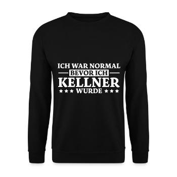 Kellner Spruch Restaurant Lustige Kellner Geschenk - Unisex Pullover - Schwarz - Vorne - Alina (178cm) & Michal (187cm)