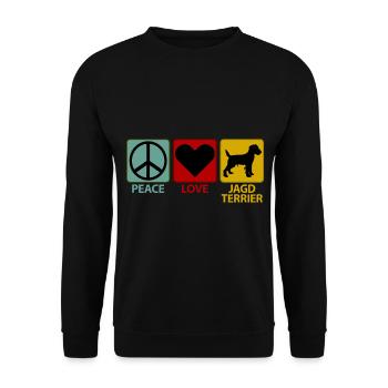 German Hunting Terrier Hunting Dog Peace Love - Unisex Sweatshirt - black - Front - Alina (178cm) & Michal (187cm)