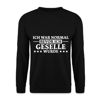 Geselle Spruch Lustiges Gesellenprüfung Geschenk - Unisex Pullover - Schwarz - Vorne - Alina (178cm) & Michal (187cm)