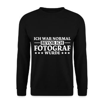 Fotograf Spruch Foto Lustiges Fotograf Geschenk - Unisex Pullover - Schwarz - Vorne - Alina (178cm) & Michal (187cm)