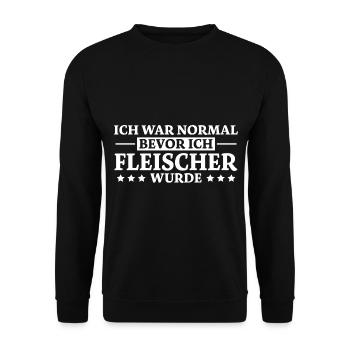 Fleischer Spruch Metzger Lustig Fleischer Geschenk - Unisex Pullover - Schwarz - Vorne - Alina (178cm) & Michal (187cm)