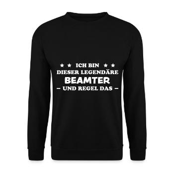 Beamter Lustiger Spruch Verbeamtung Büro Geschenk - Unisex Pullover - Schwarz - Vorne - Alina (178cm) & Michal (187cm)